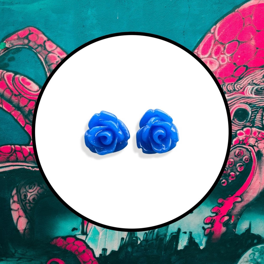Tiny Blue Flower Stud Earrings